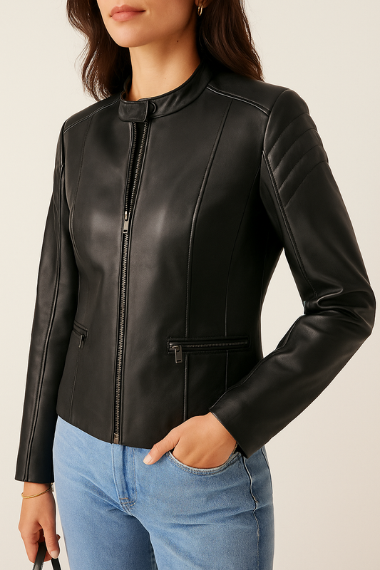 Classic Black Leather Jacket - GREENIES