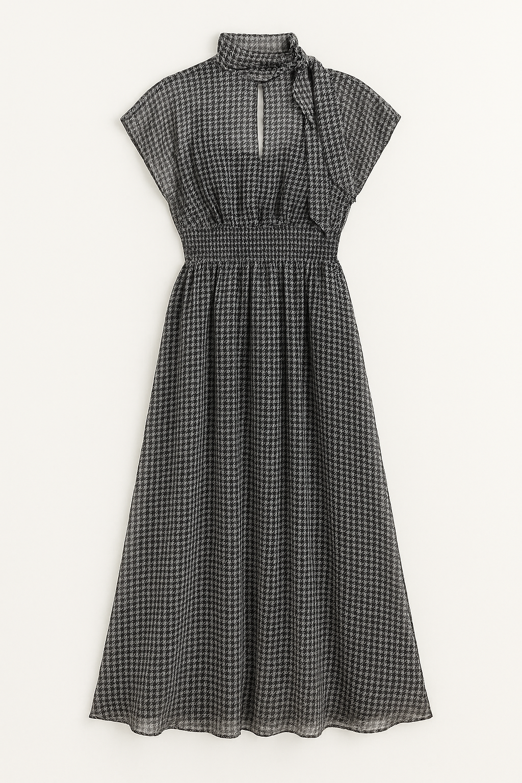 Black Houndstooth Halter Maxi Dress - GREENIES