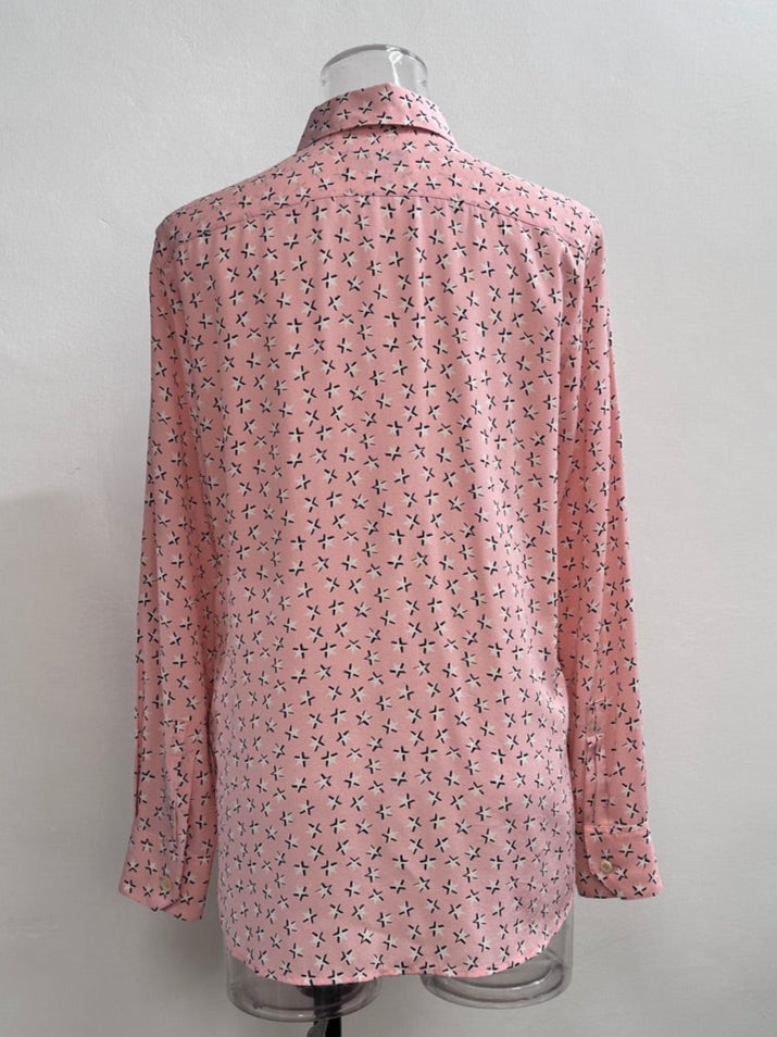 Pink Star Print Silk Shirt - GREENIES