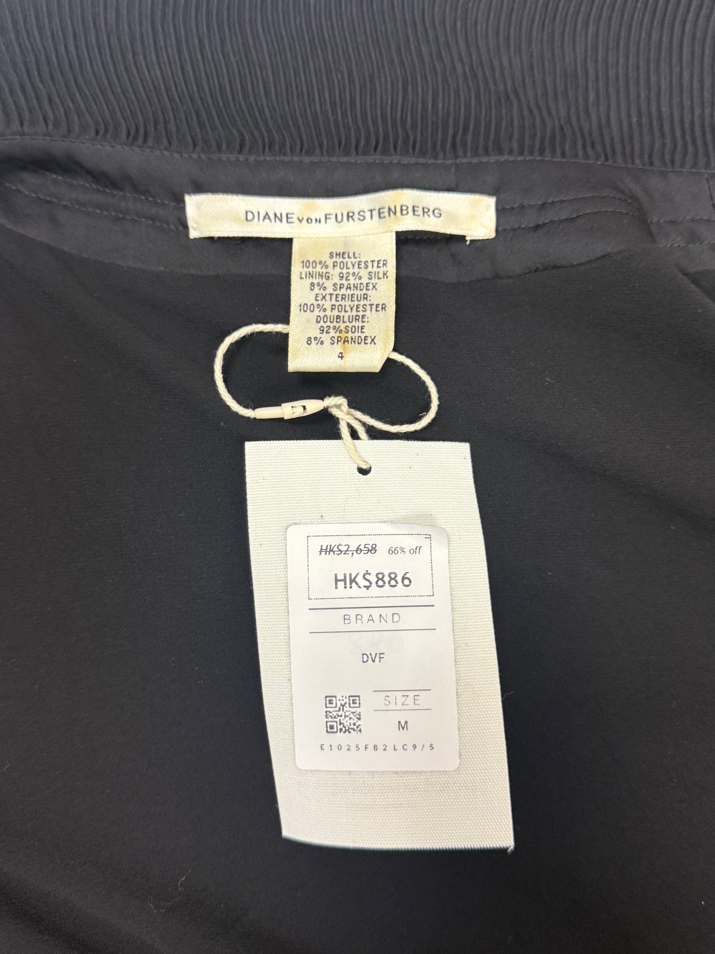 GREENIES Diane von Furstenberg Black Pleated Tie-Waist Dress