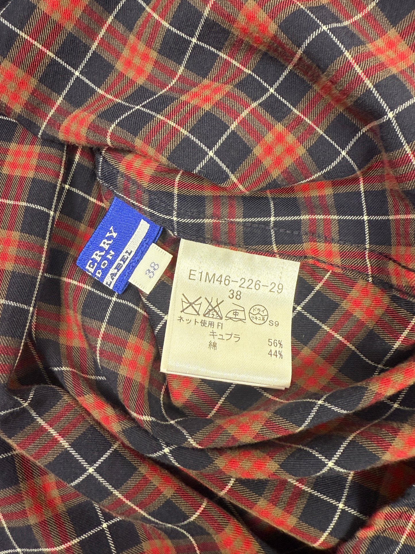 GREENIES Burberry Red Navy Check Long Shirt Dress