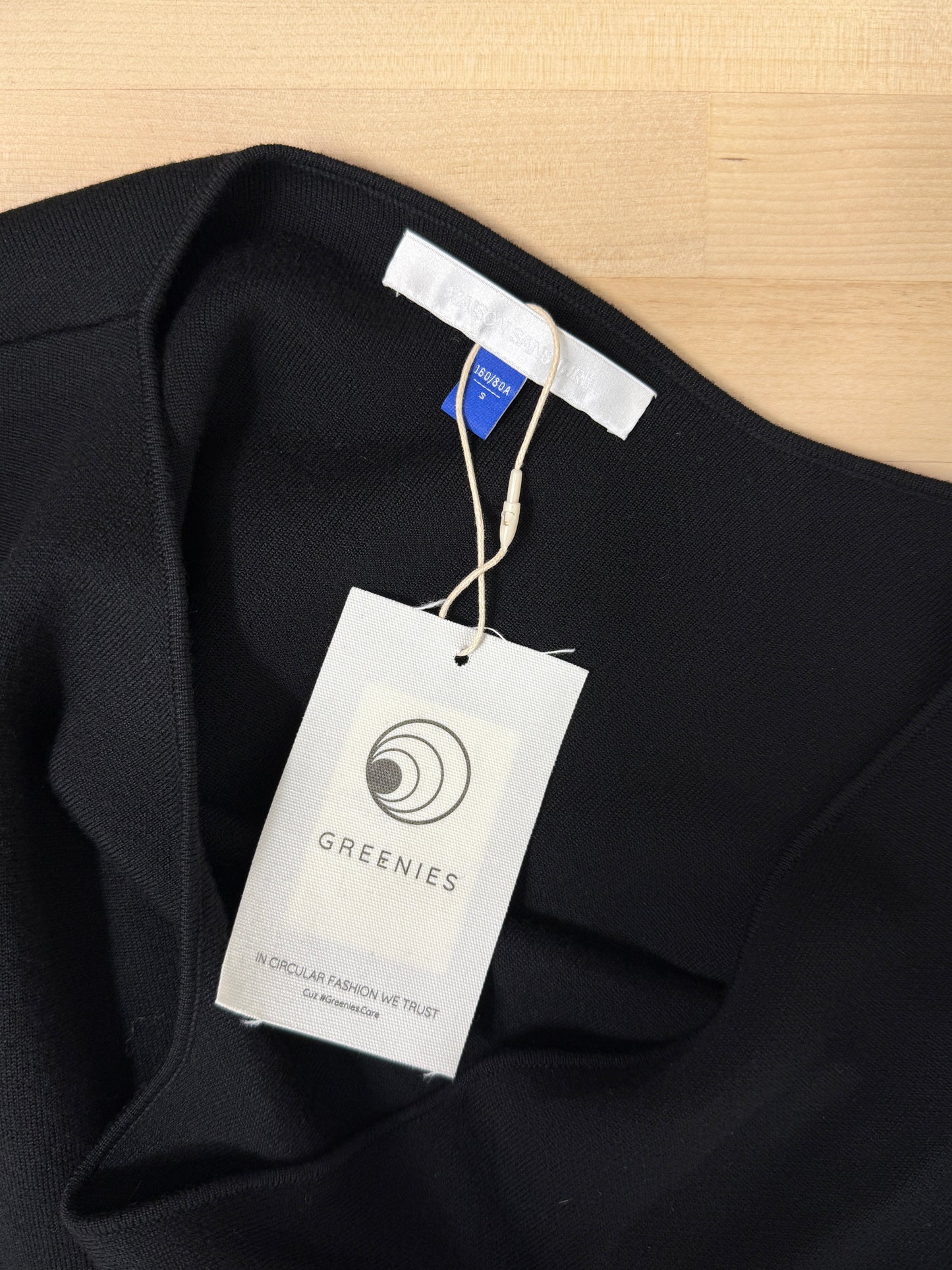 Black Asymmetric Wool Belted Tunic with Rubber‑Zip Detail - GREENIES