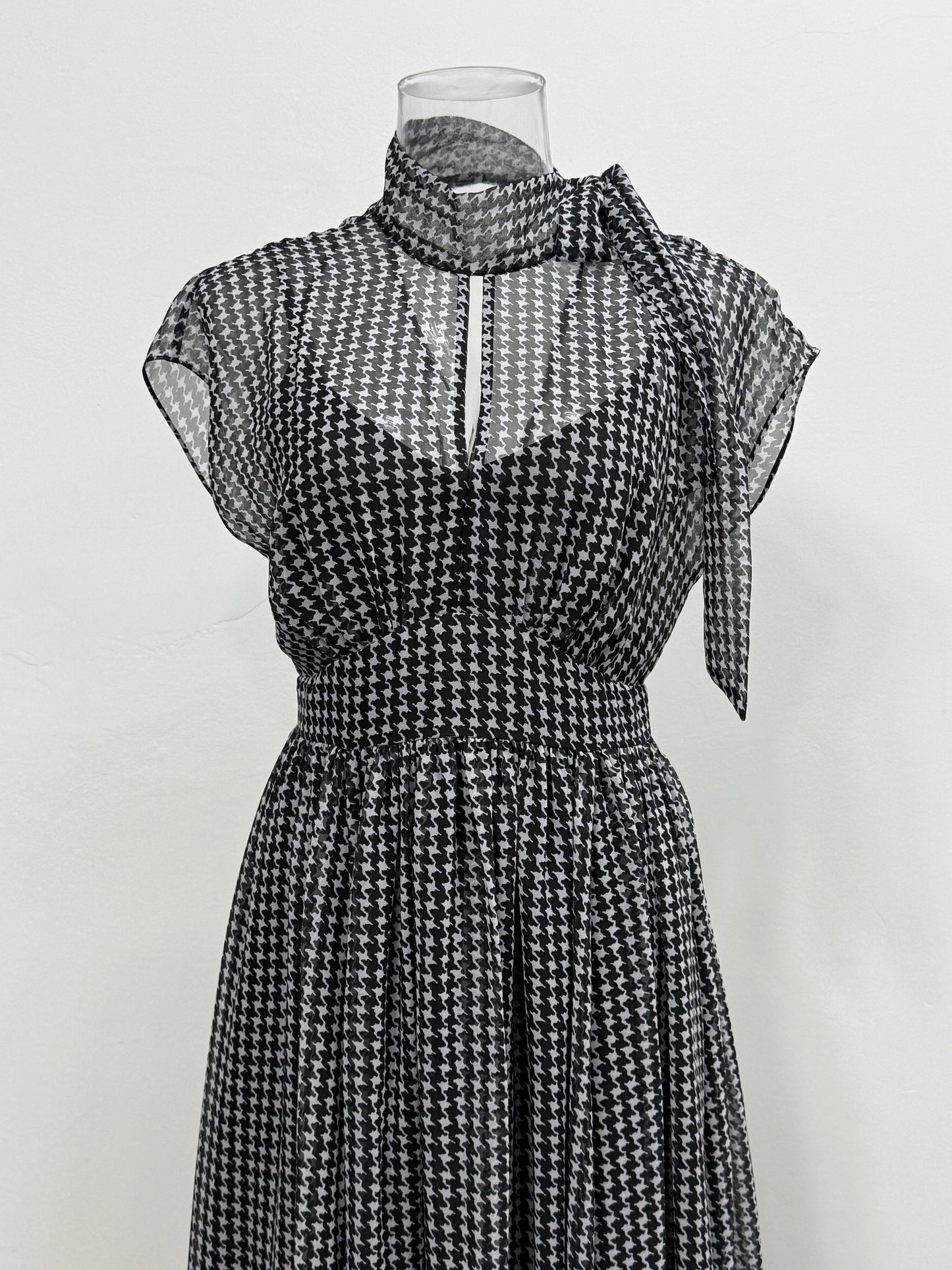 Black Houndstooth Halter Maxi Dress - GREENIES