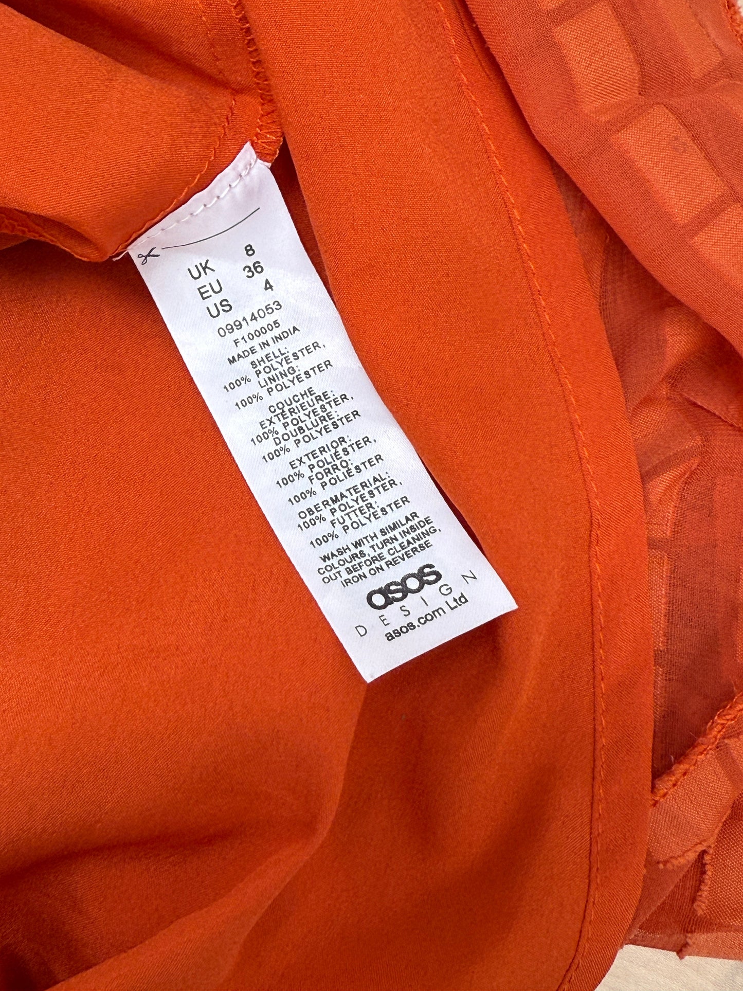 Orange Textured Smocked Waist Dress - GREENIES