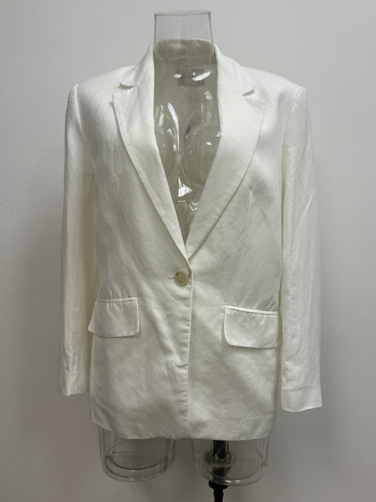 GREENIES Club Monaco White Linen Blend Tailored Blazer