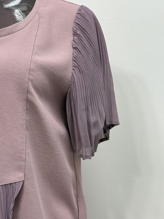 Pleated Contrast Hem Blouse - GREENIES