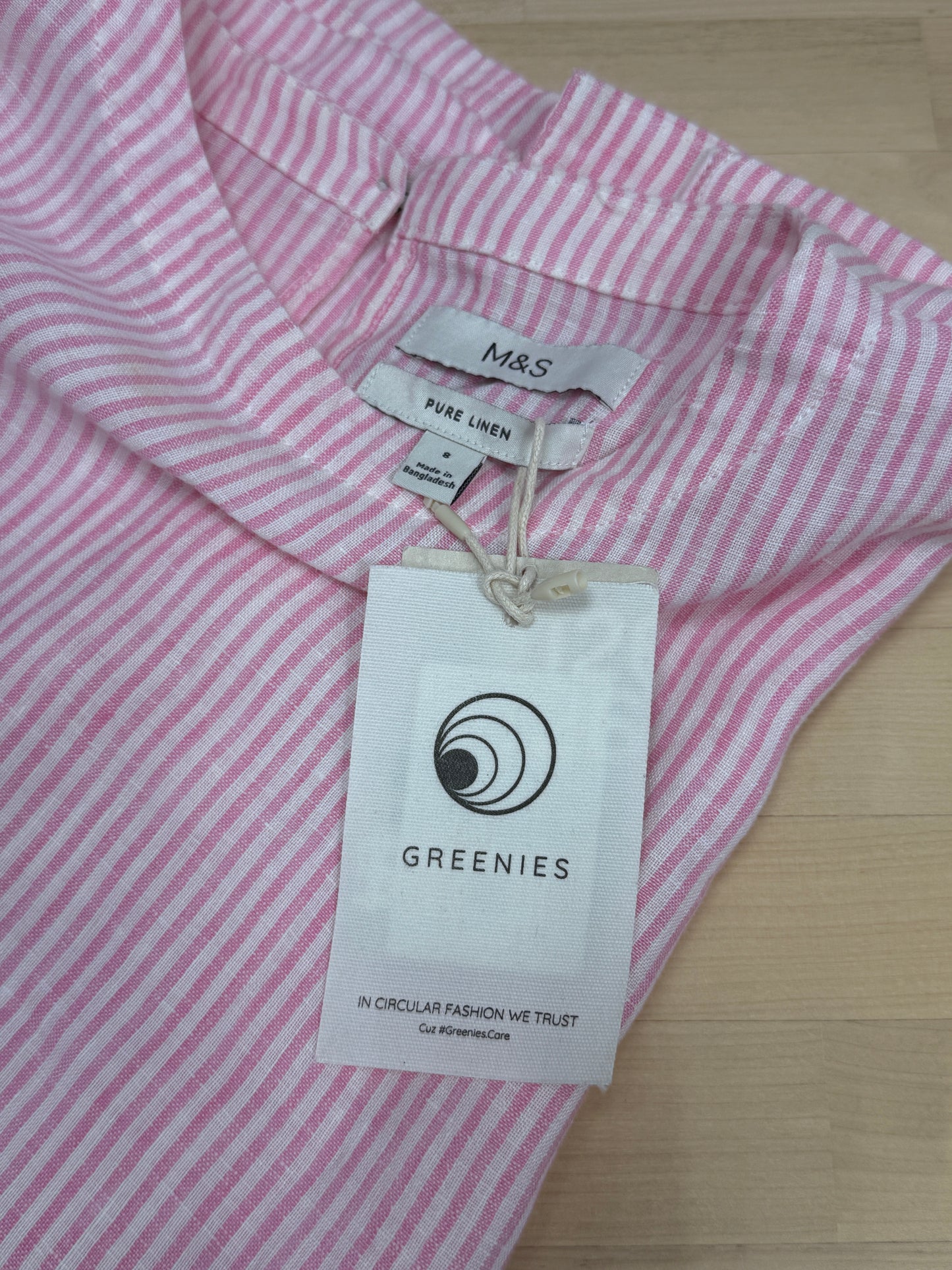 Pink Linen Striped Summer Top - GREENIES