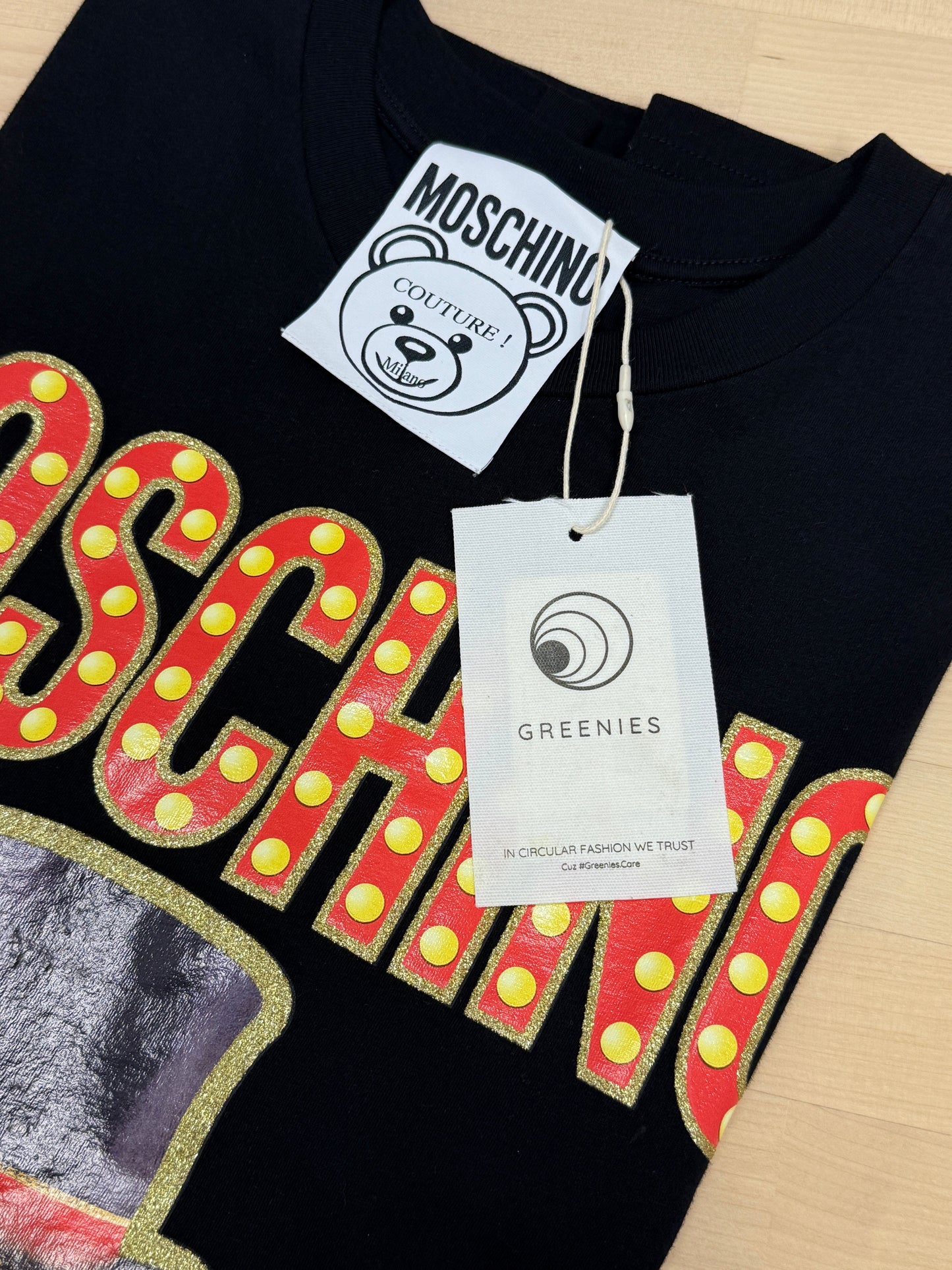 Black Graphic Tee with Bear Print - GREENIES