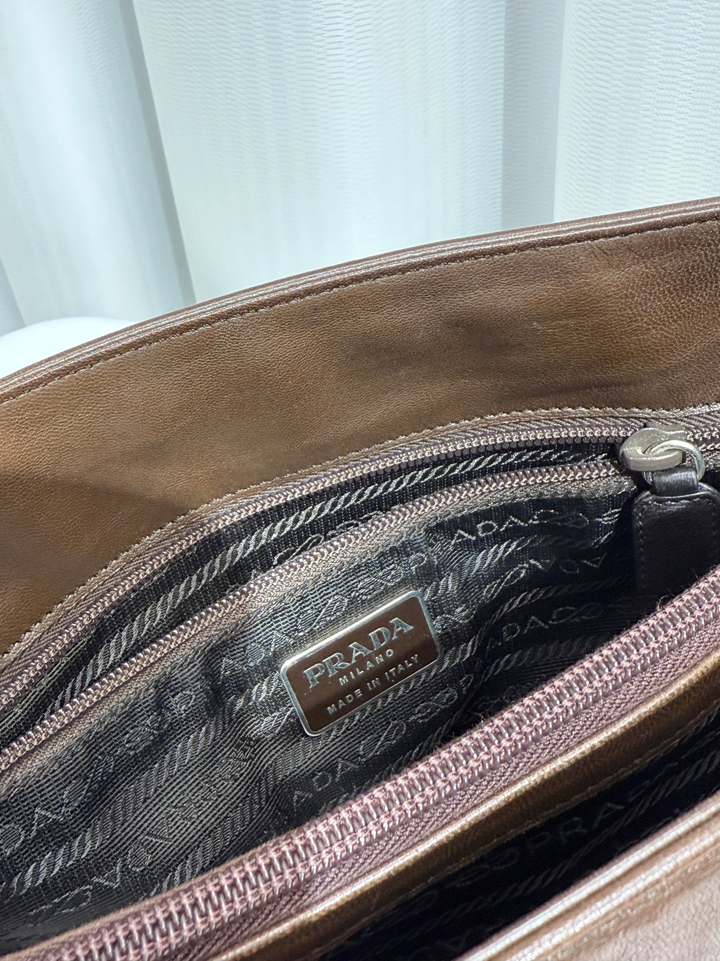 Brown Bachelite Nappa Leather Shoulder Bag - GREENIES