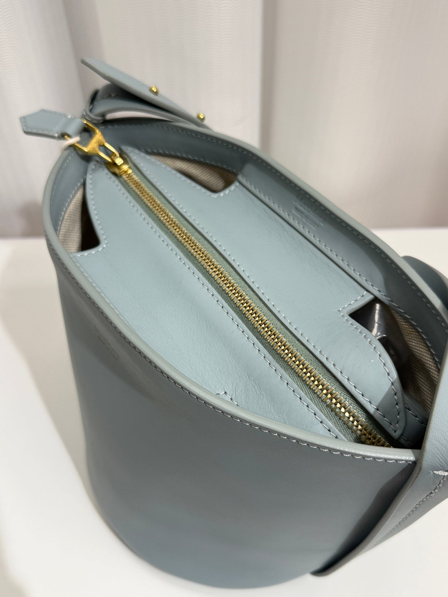 Powder Blue Structured Bucket Bag - GREENIES