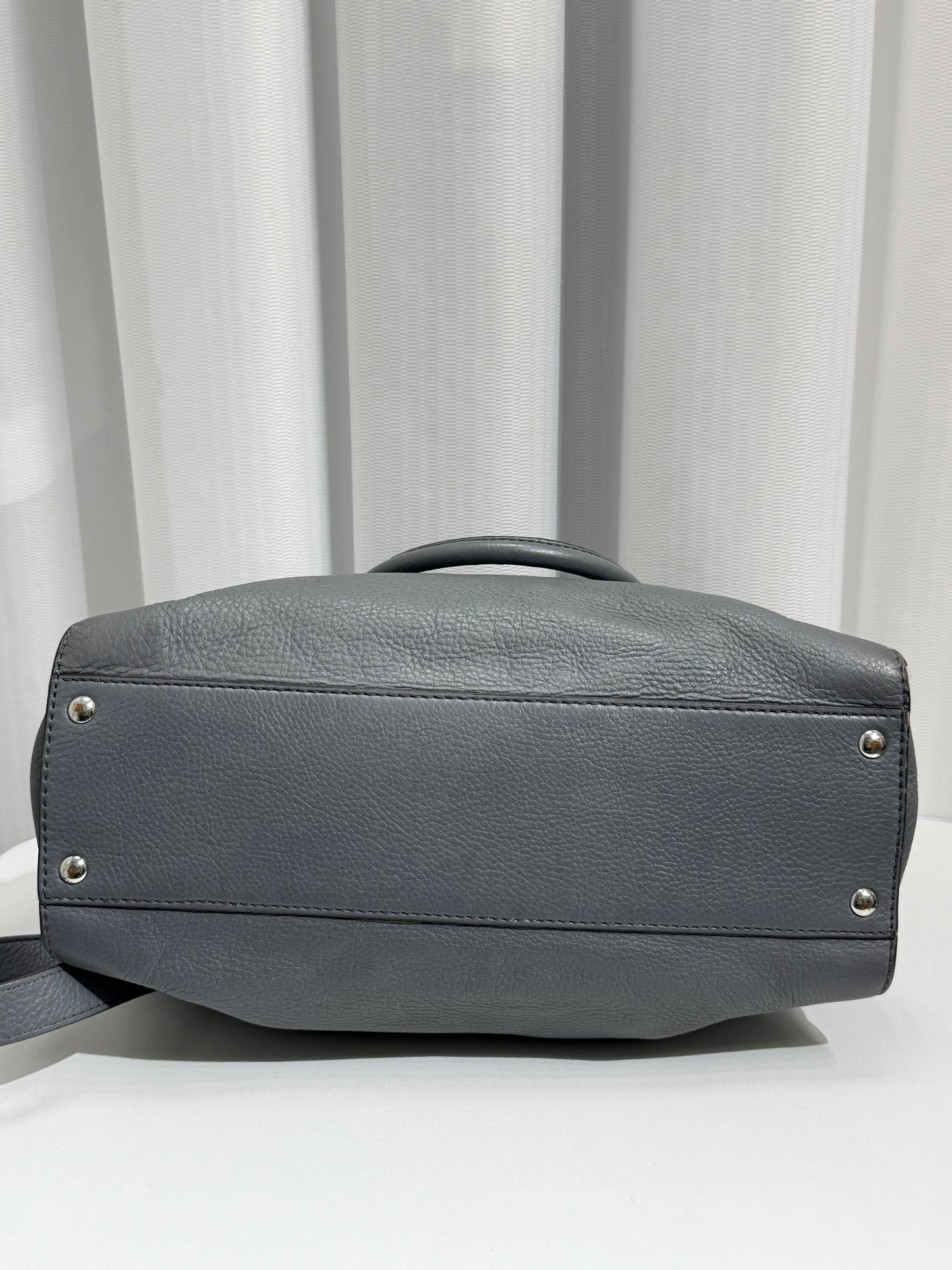 Pebbled Gray Satchel with Silver Chain - GREENIES