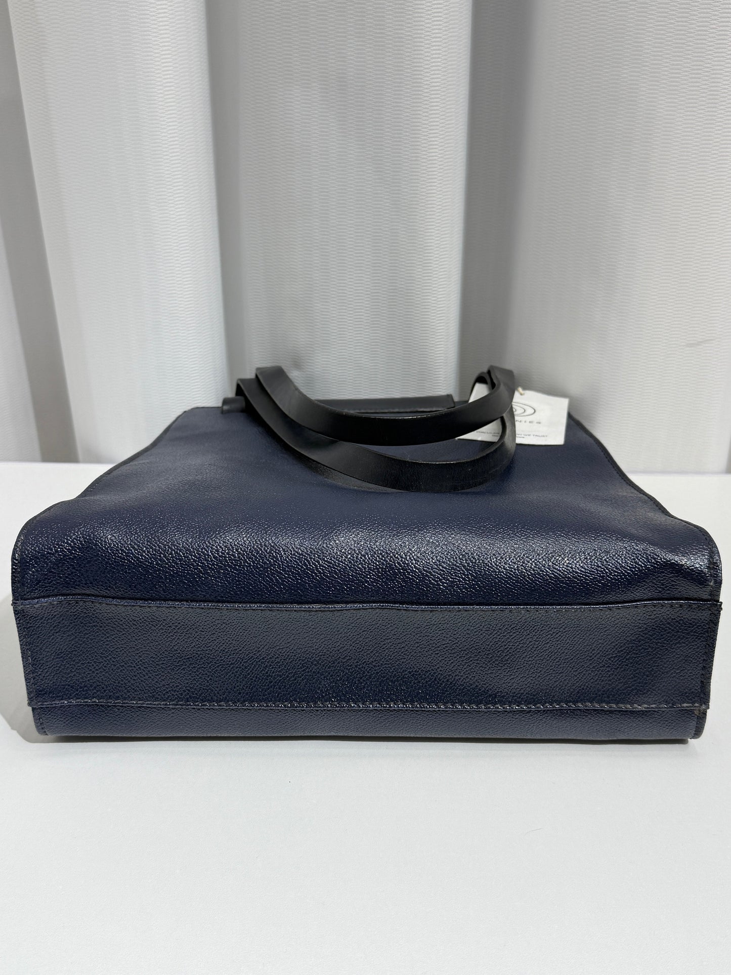 Structured Navy Leather Top Handle - GREENIES