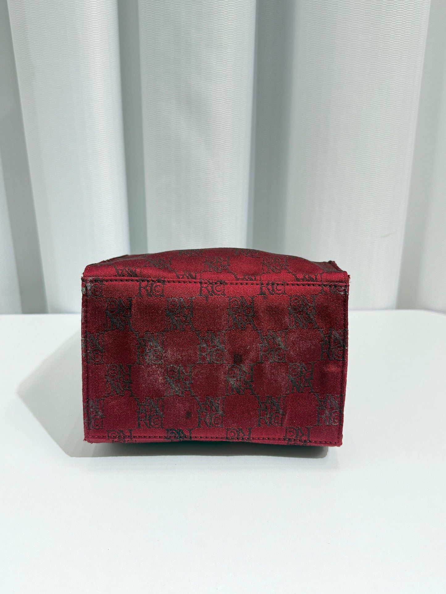 Burgundy Monogram Canvas Mini Tote - GREENIES