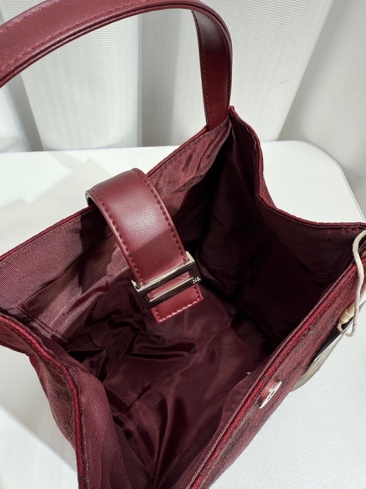 Burgundy Monogram Canvas Mini Tote - GREENIES
