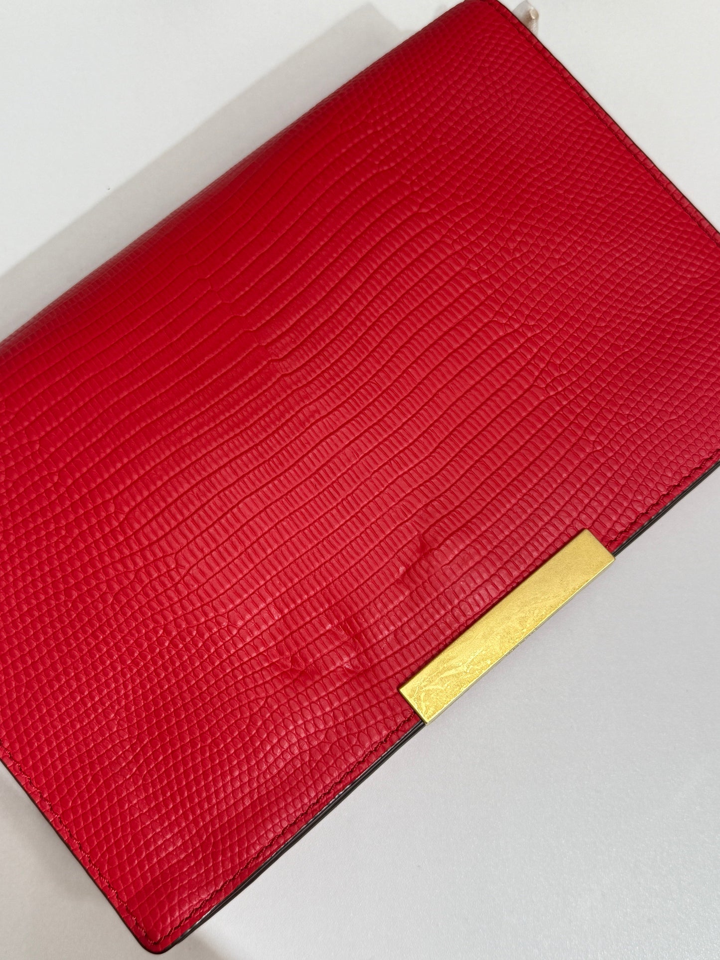 Textured Red Clutch with Gold Trim - GREENIES