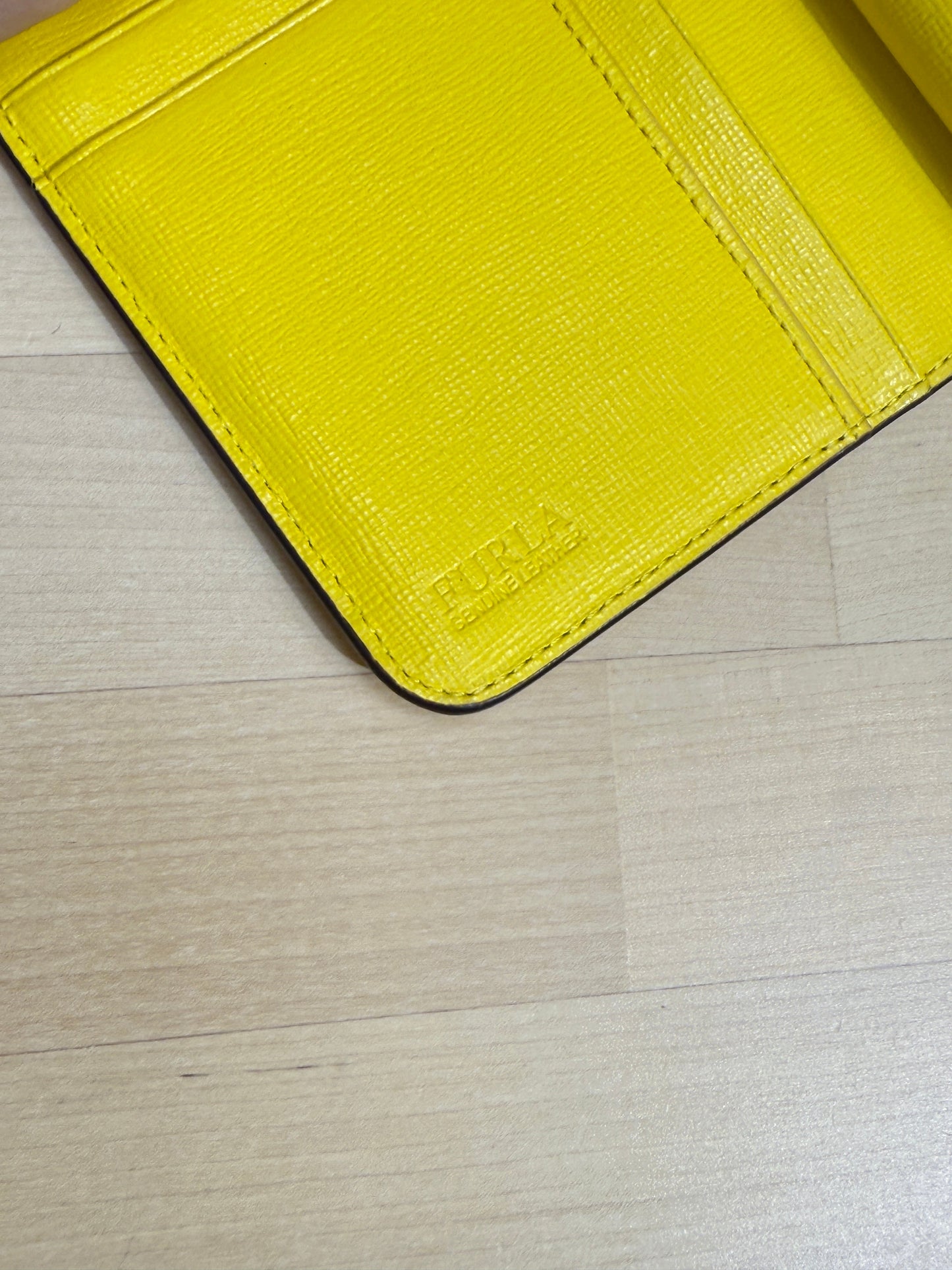 Textured Yellow Leather Snap Wallet - GREENIES