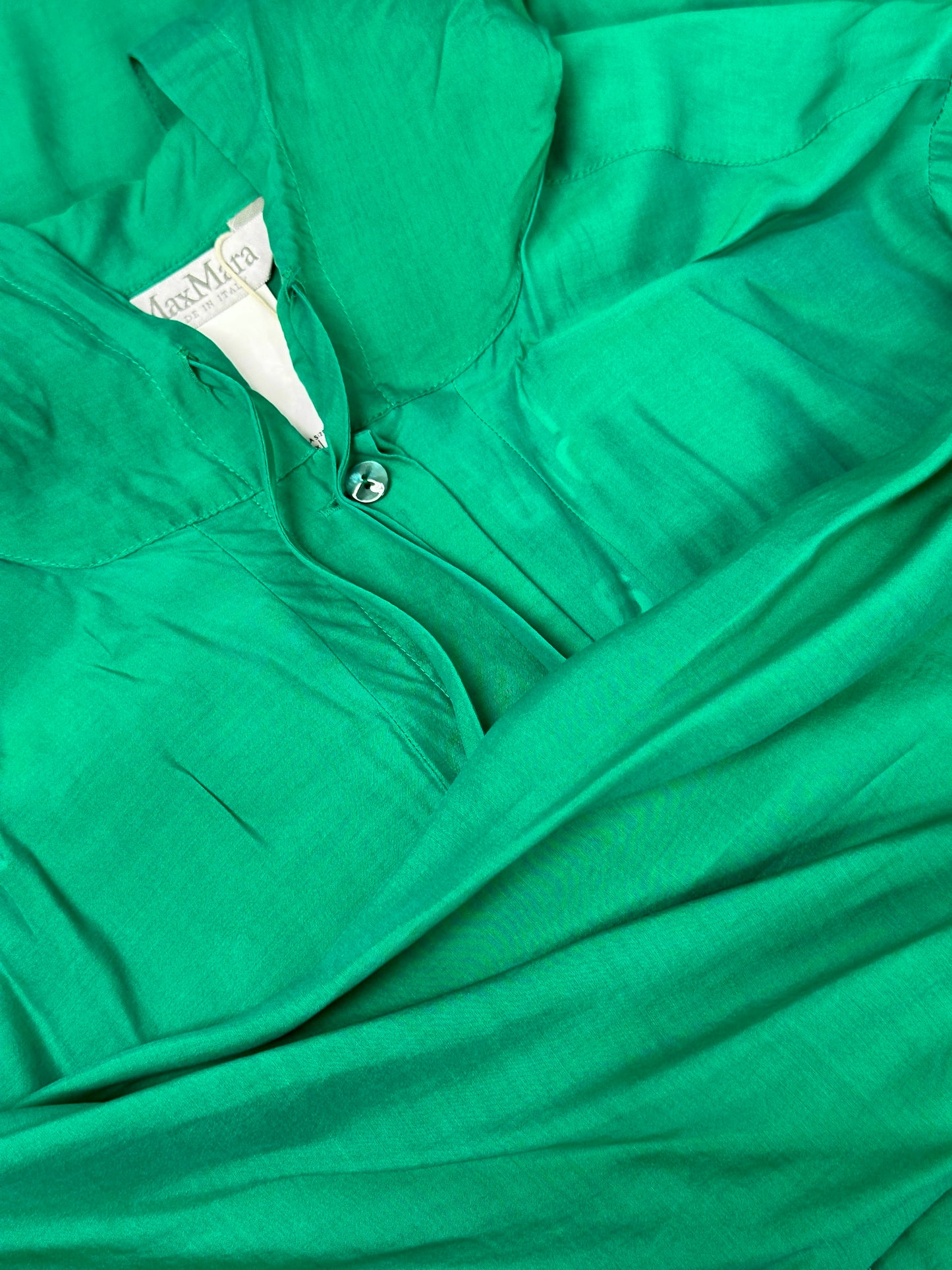 Hooded Silk Dress in Green - GREENIES