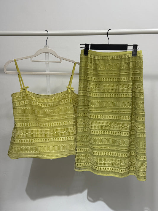 Yellow Lace Trim Two-Piece Set - GREENIES