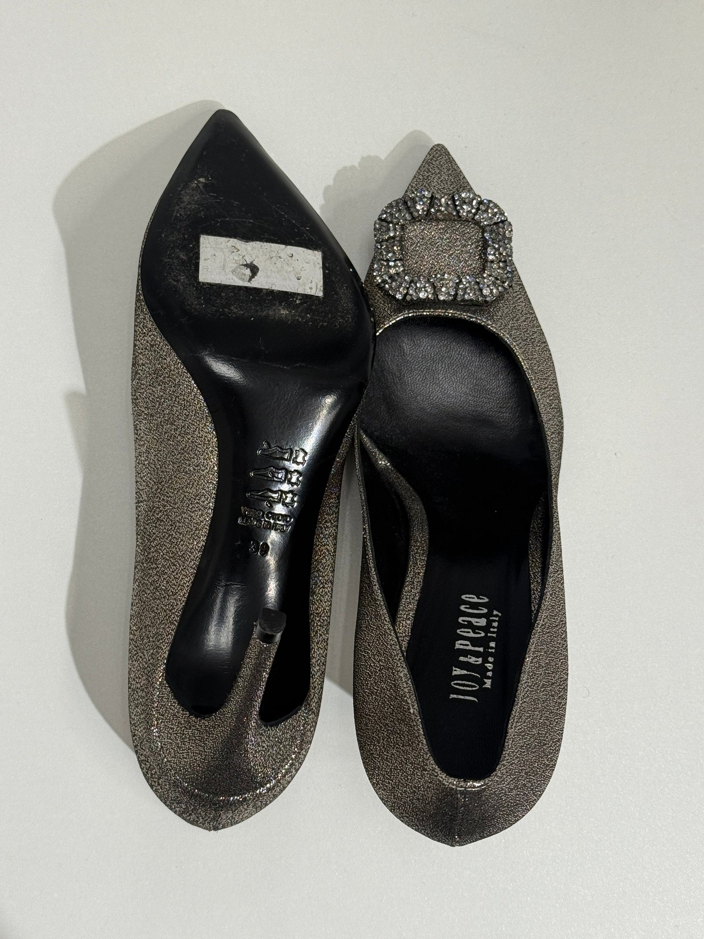 Silver Glitter Heels with Crystal Buckle - GREENIES