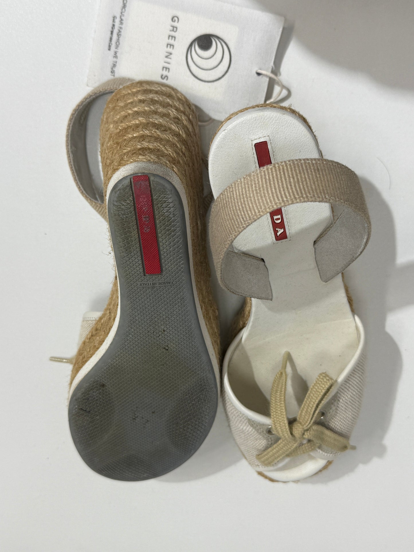 Beige Canvas Wedge Slingbacks - GREENIES