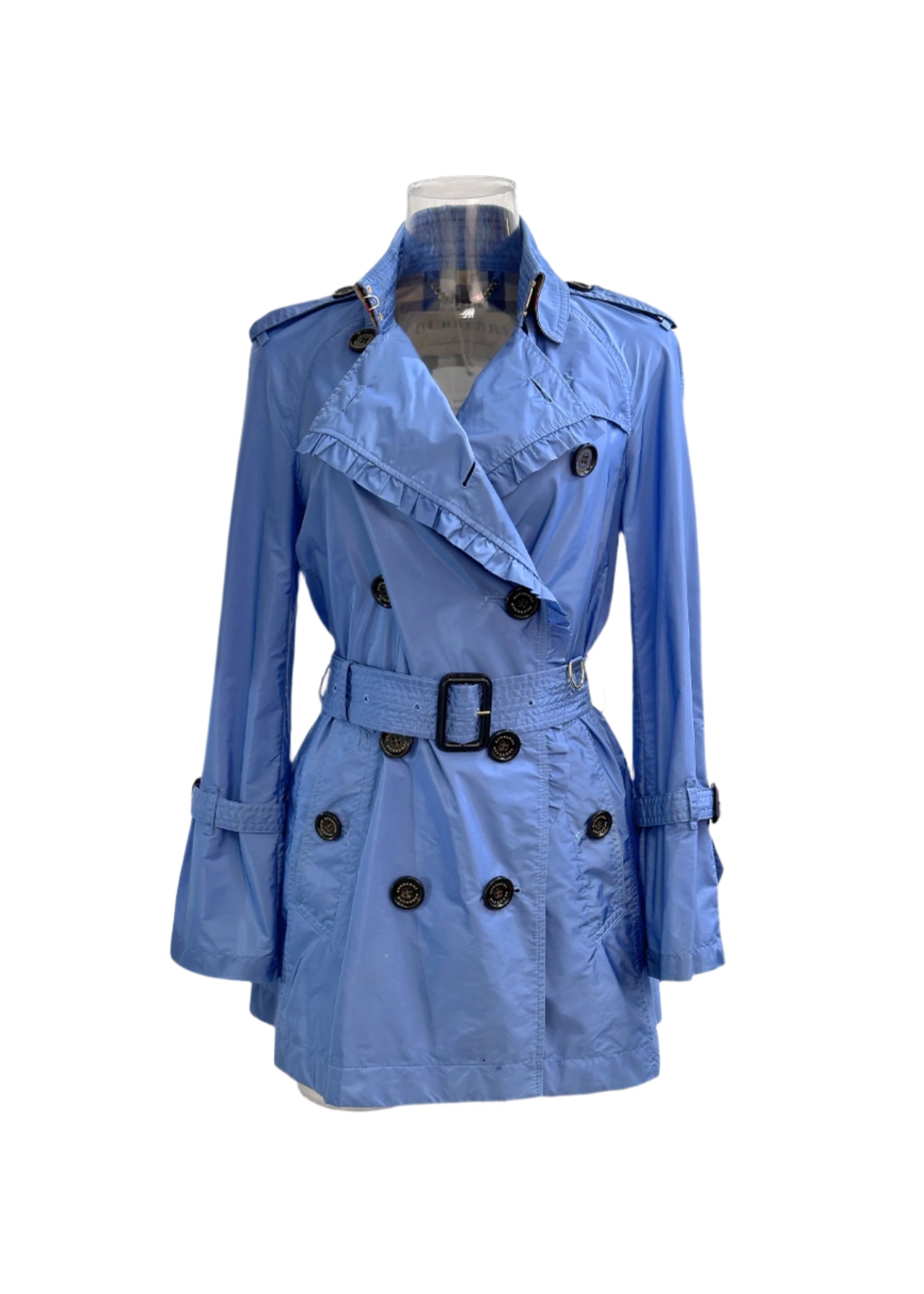 Heritage Silk Trench Coat in Blue - GREENIES