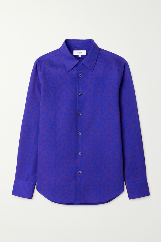 Purple Floral Silk Button Shirt - GREENIES