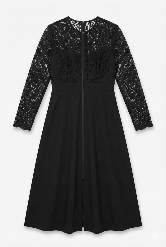 Black Lace Long Sleeve Dress