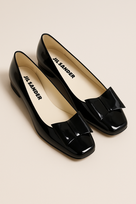 Black Patent Flats with Bow - GREENIES