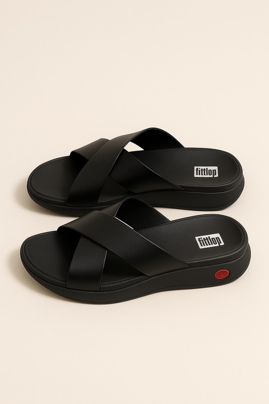 Black Crisscross Comfort Sandals - GREENIES