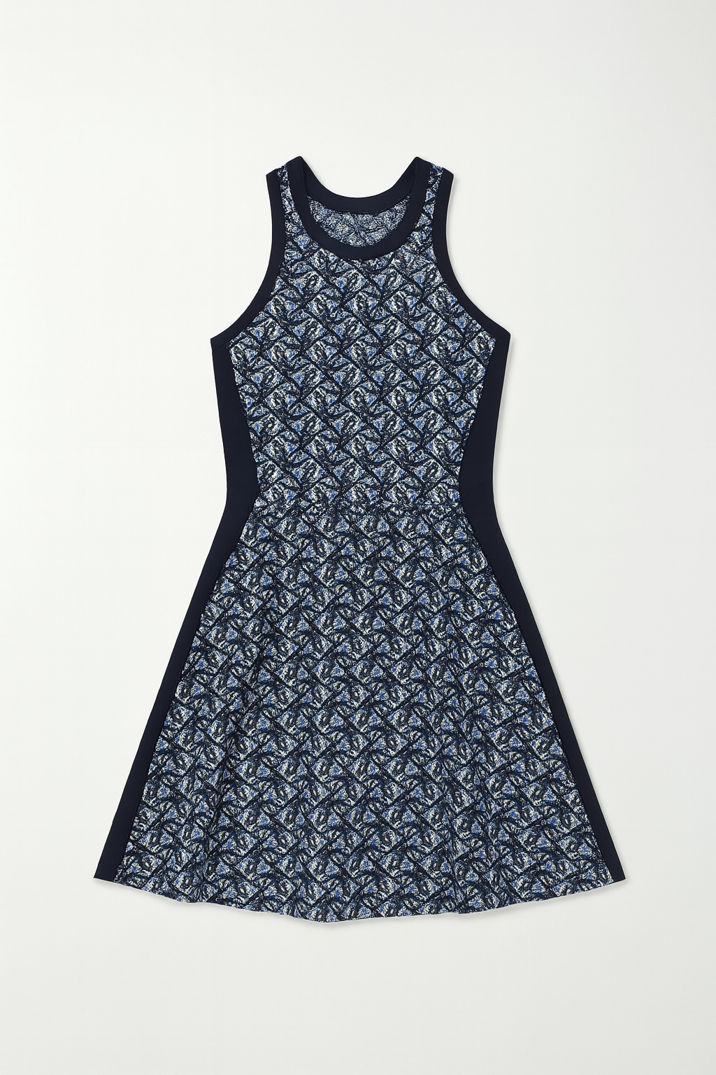 Blue Abstract Fitted Zip Dress - GREENIES
