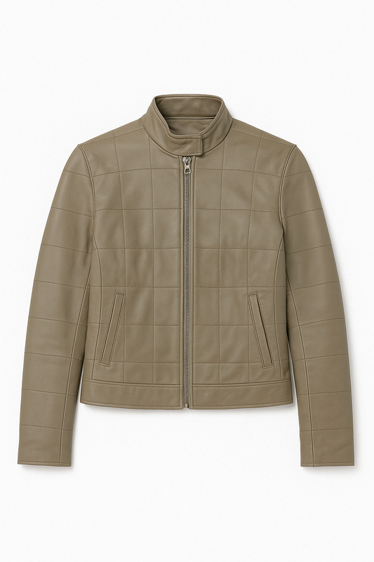 Gray Quilted Lamb Leather Woman Jacket - GREENIES