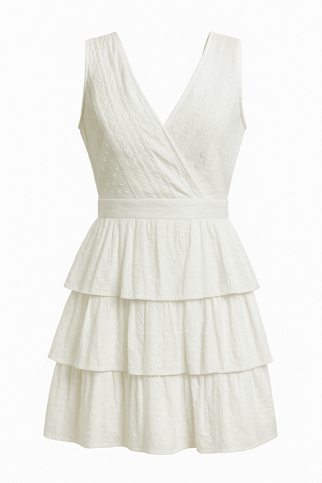 White Tiered Swiss‑Dot Lace Dress - GREENIES
