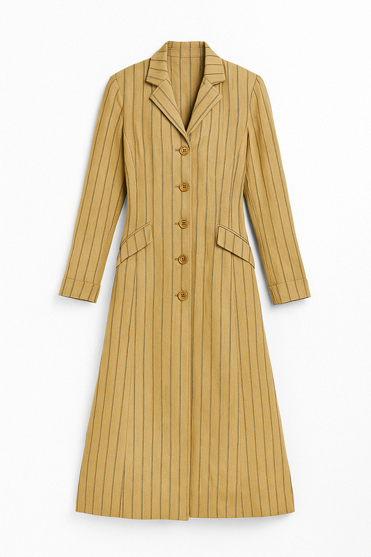 Sand Stripe Cotton Duster Blazer - GREENIES