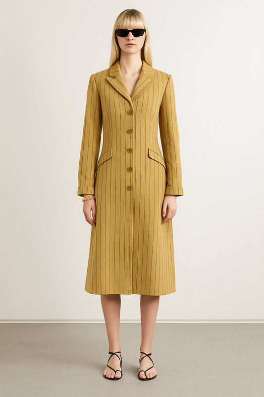 Sand Stripe Cotton Duster Blazer - GREENIES