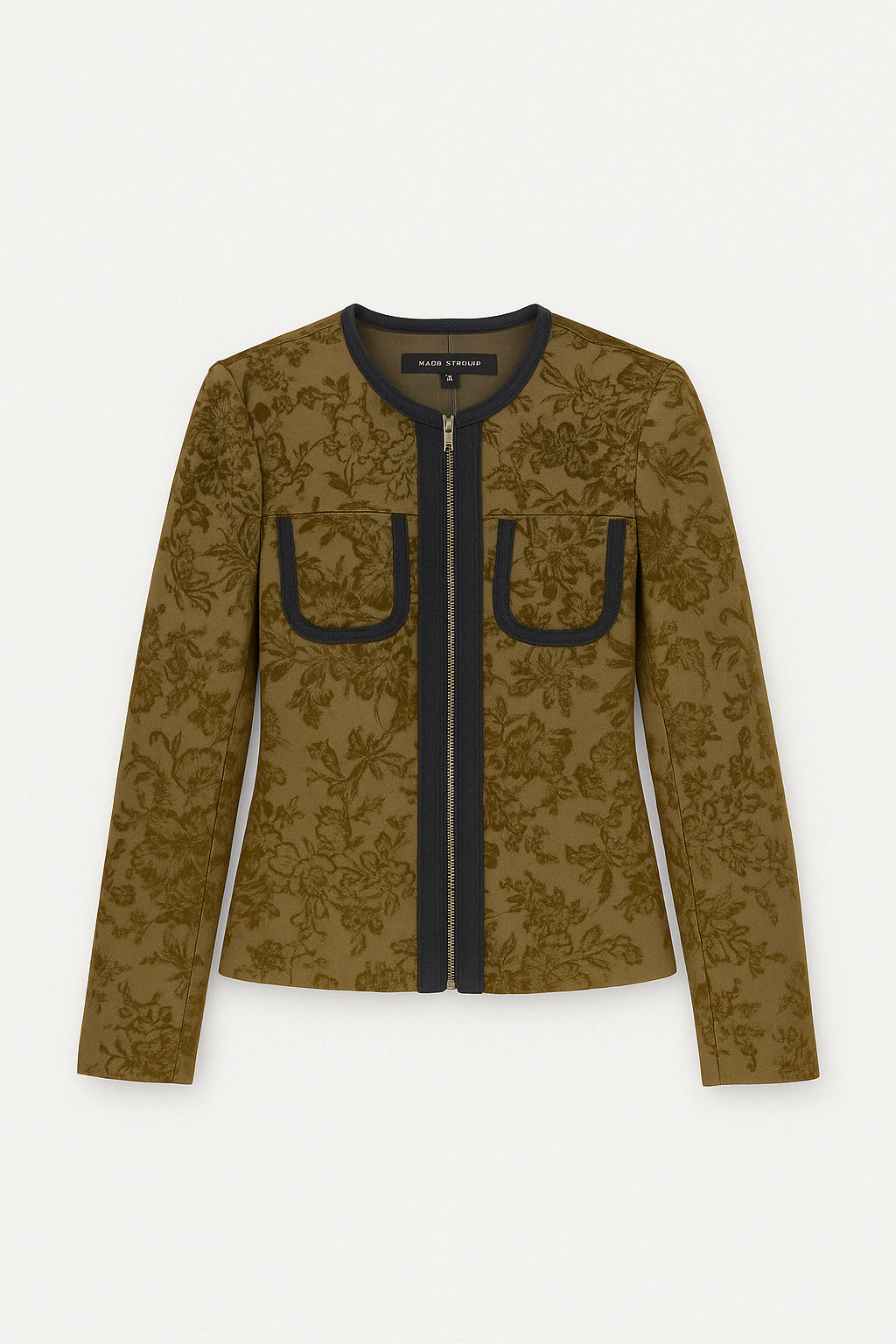 Olive Floral Trimmed Jacket - GREENIES