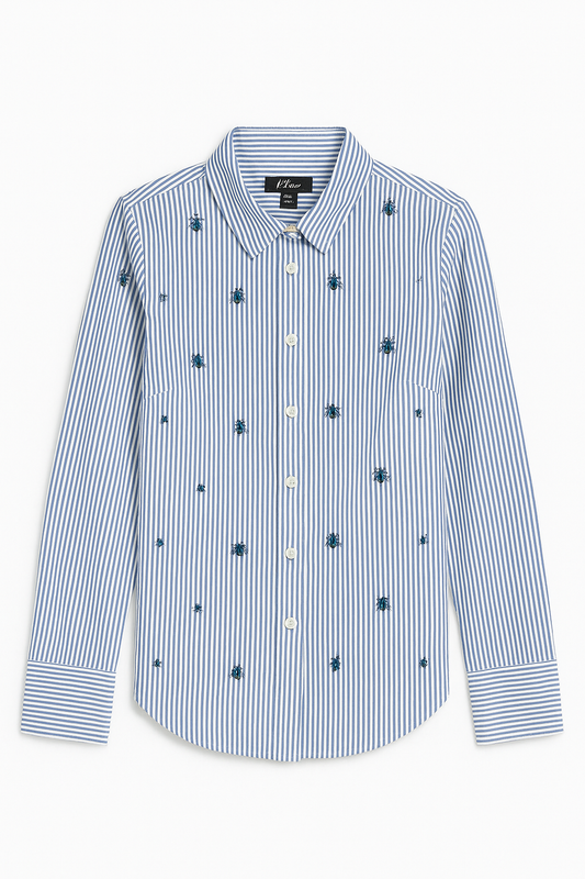 Gem-Embellished Striped Shirt - GREENIES
