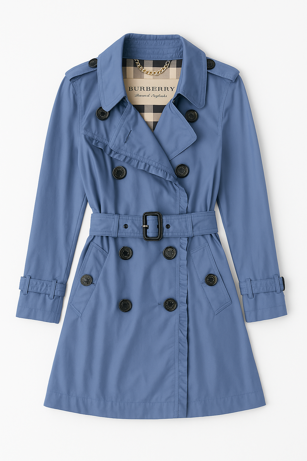 Heritage Silk Trench Coat in Blue - GREENIES