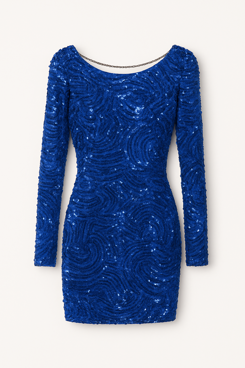 Cobalt Sequin Draped Back Dress - GREENIES