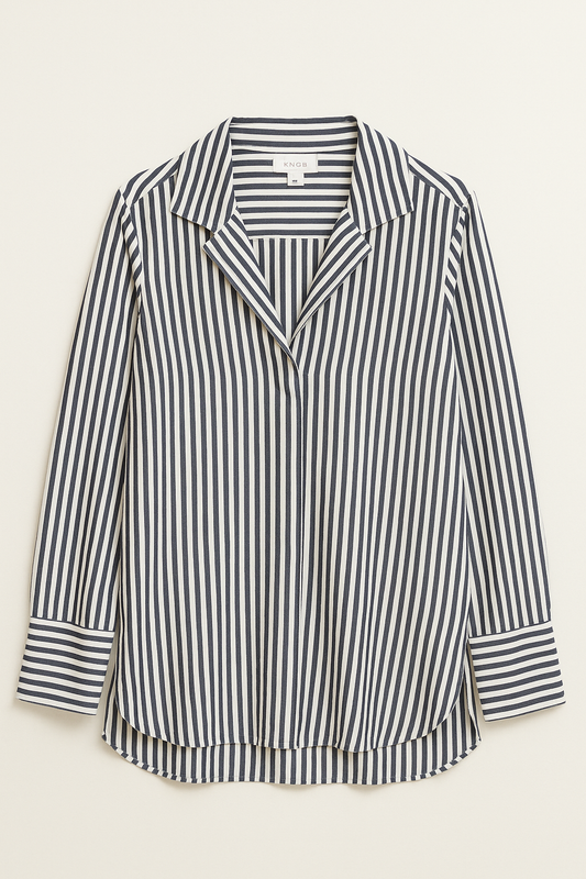 Navy White Striped Relaxed Shirt - GREENIES
