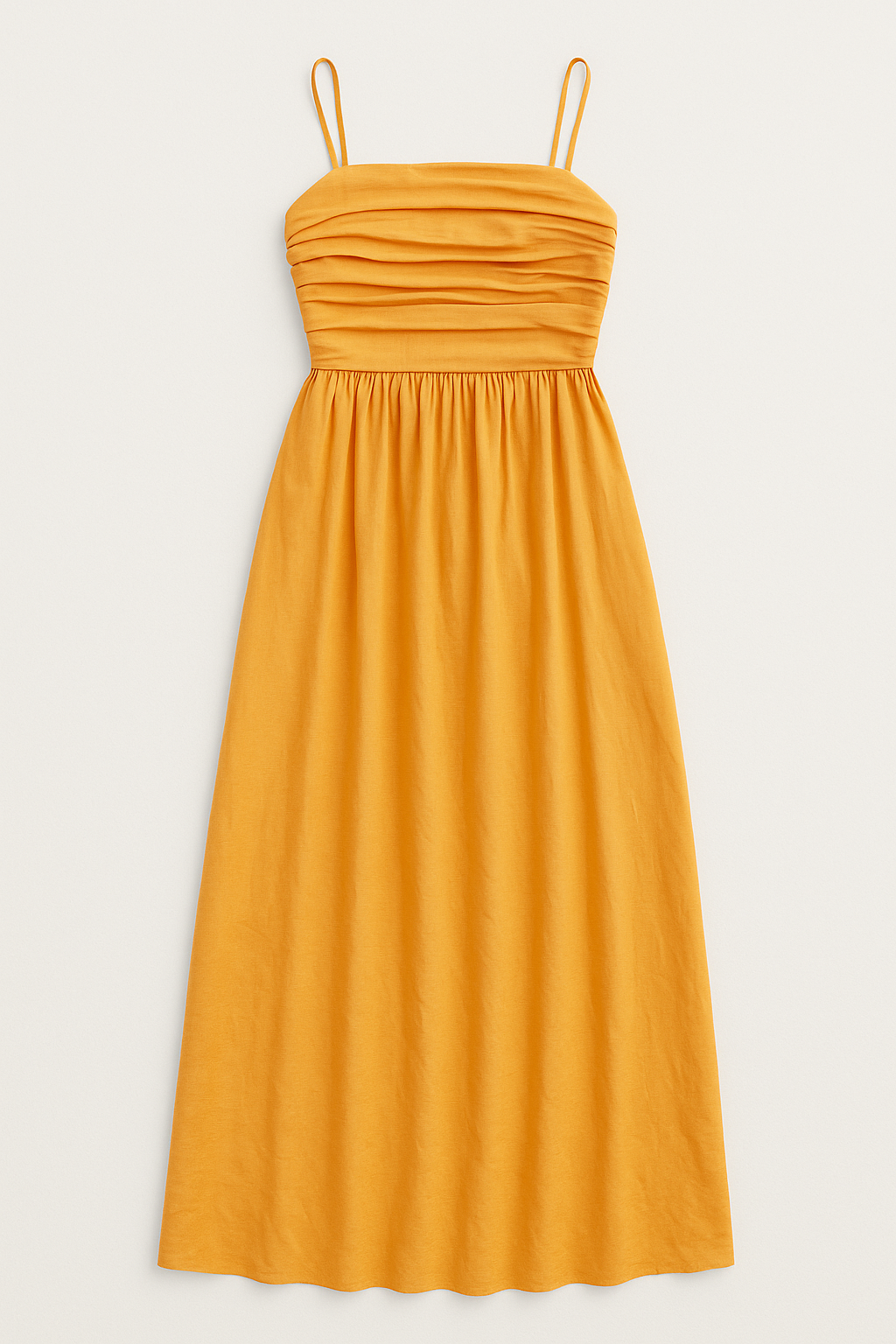 Orange Pleated Spaghetti Strap One-Piece - GREENIES
