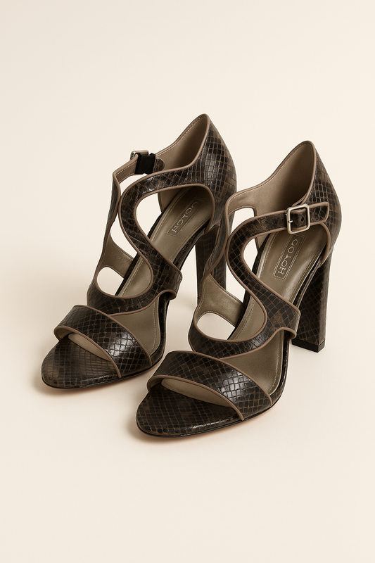 Snakeskin Cutout High Heel - GREENIES