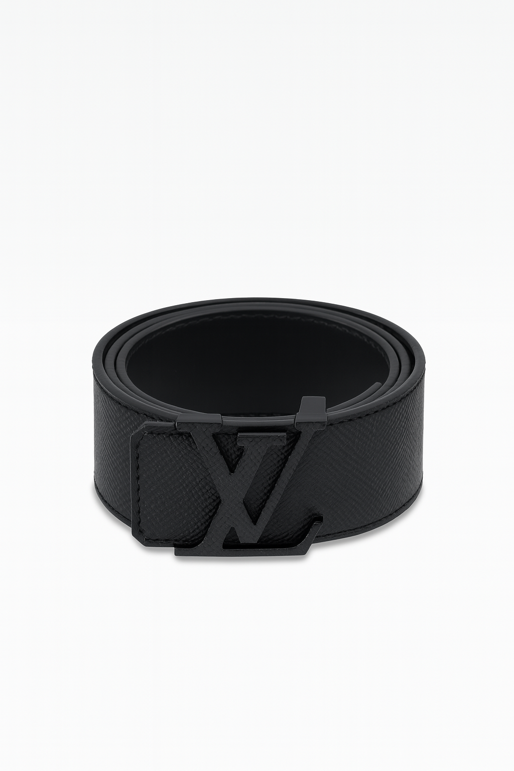 Textured Black Monogram Buckle Belt - GREENIES