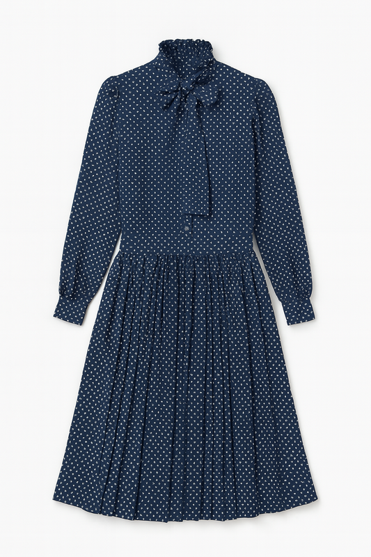 Navy Polka Dot Pleated Set - GREENIES