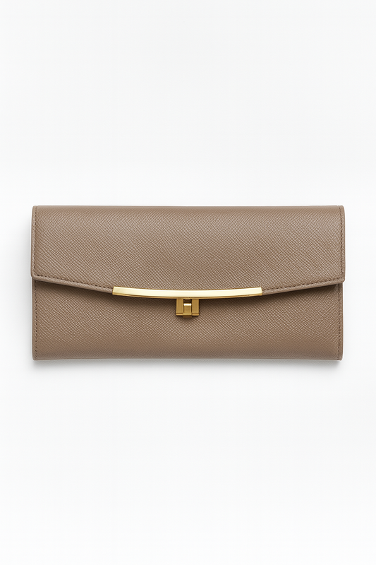 Taupe Textured Gold Bar Wallet - GREENIES