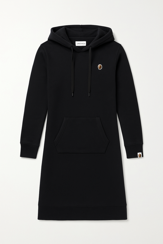 Black Longline Hoodie Dress - GREENIES