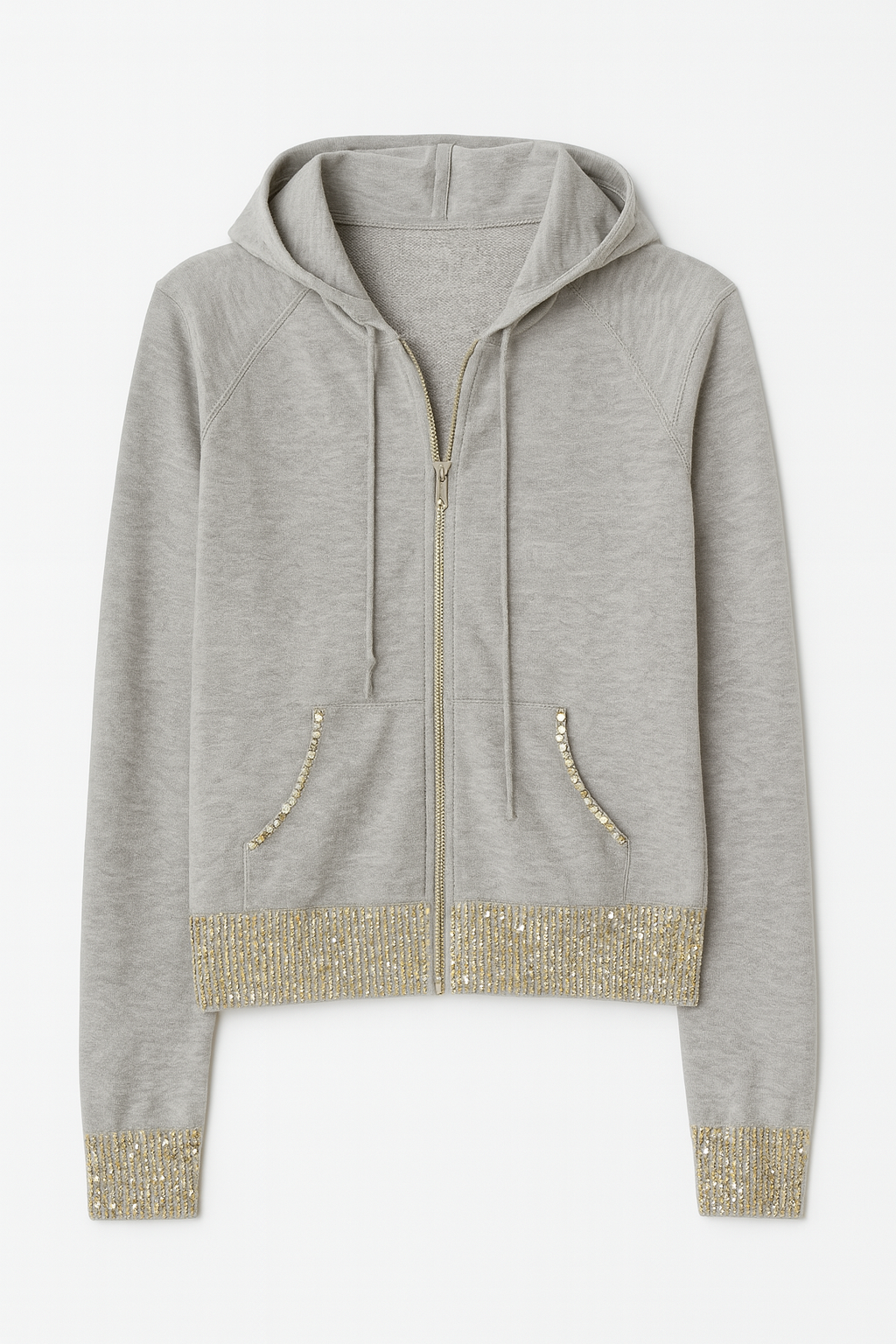 Gray Hoodie with Sequin Trim - GREENIES
