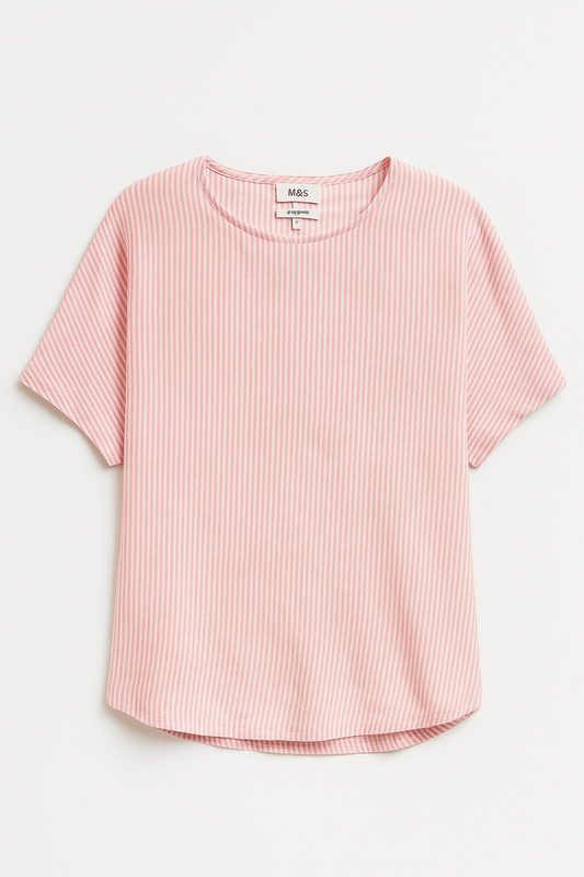 Pink Linen Striped Summer Top - GREENIES