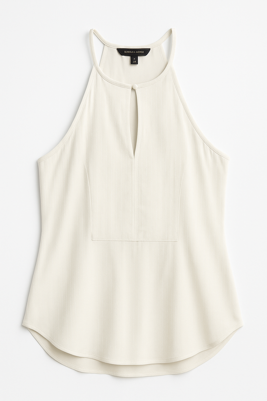White Sleeveless Keyhole Blouse - GREENIES