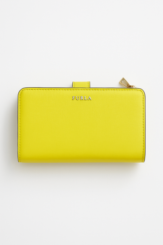 Textured Yellow Leather Snap Wallet - GREENIES