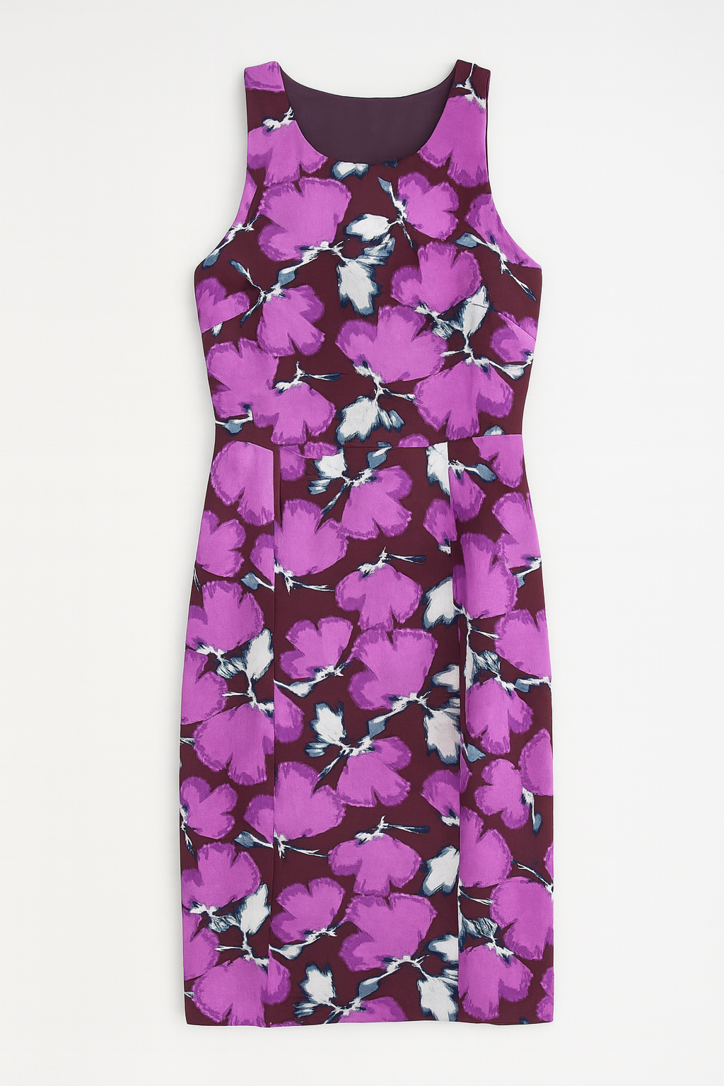 Purple Floral Sleeveless Pencil Dress - GREENIES